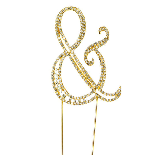 Rhinestone Cake Topper "&" Symbol - Gold