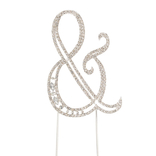Rhinestone Cake Topper "&" Symbol - Silver