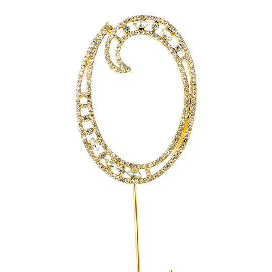 Rhinestone Cake Topper Number 0 - Gold