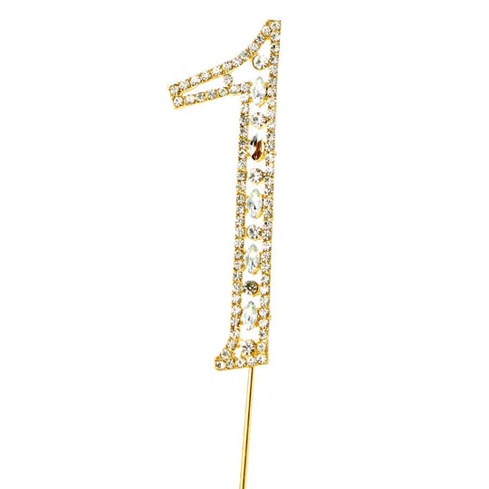 Rhinestone Cake Topper Number 1 - Gold