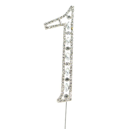 Rhinestone Cake Topper Number 1 - Silver
