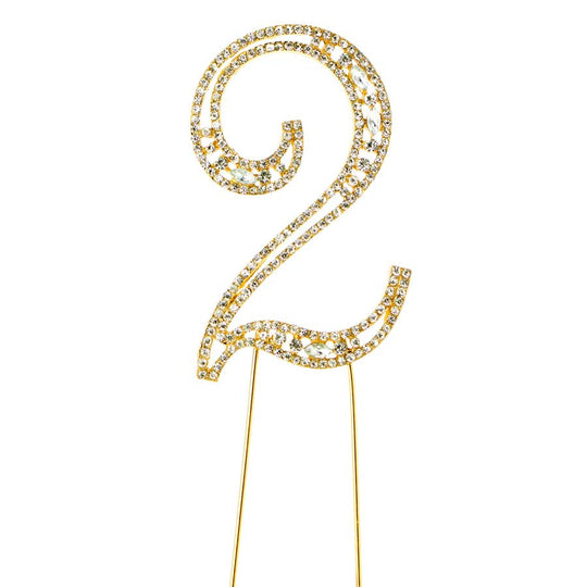 Rhinestone Cake Topper Number 2 - Gold