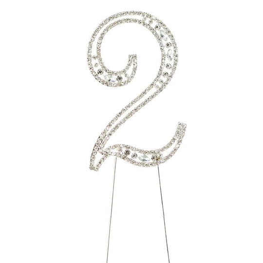 Rhinestone Cake Topper Number 2 - Silver