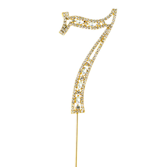 Rhinestone Cake Topper Number 7 - Gold