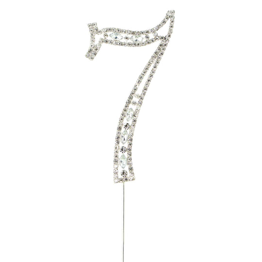 Rhinestone Cake Topper Number 7 - Silver