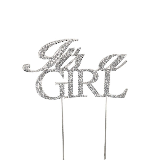 It's a Girl Cake Topper - Silver