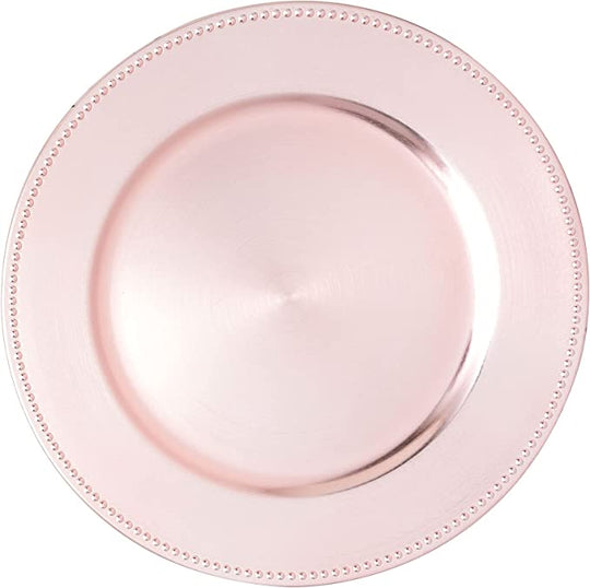 Beaded Edge Plastic Charger Plate 13" - Blush