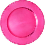 Beaded Edge Plastic Charger Plate 13"- Set of 6 - Magenta - Events and Crafts-Simply Elegant