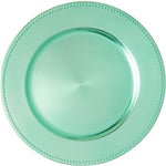 Beaded Edge Plastic Charger Plate 13"- Set of 6 - Aqua - Events and Crafts-Simply Elegant