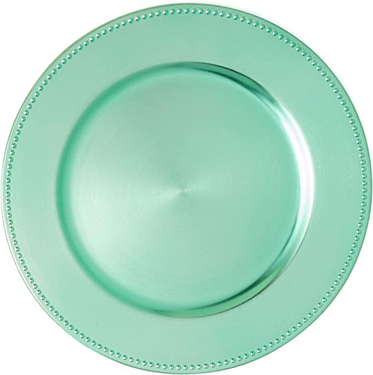 Beaded Edge Plastic Charger Plate 13" - Aqua