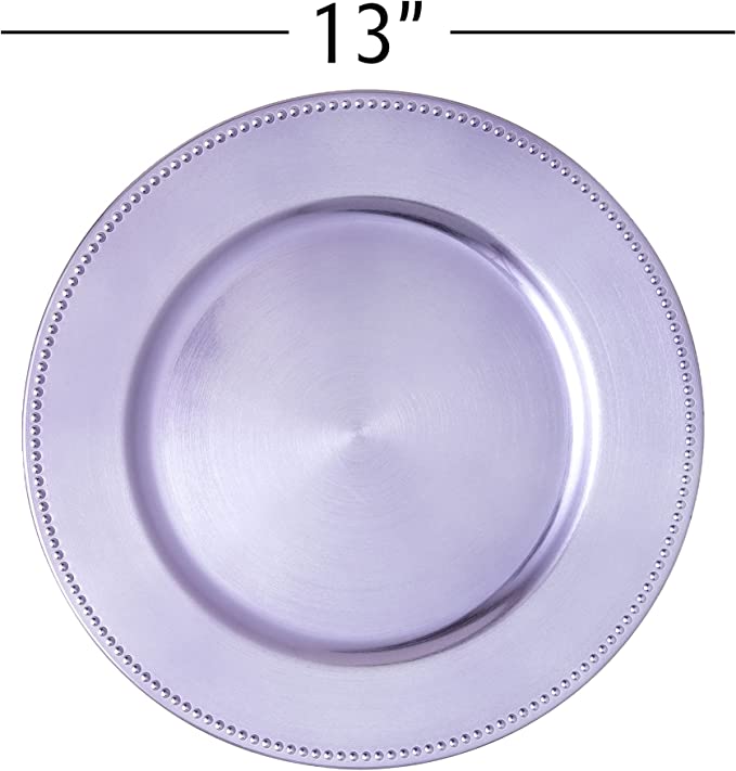 Beaded Edge Plastic Charger Plate 13"- Set of 6 - Lavender - Events and Crafts-Simply Elegant