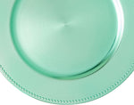 Beaded Edge Plastic Charger Plate 13"- Set of 6 - Aqua - Events and Crafts-Simply Elegant