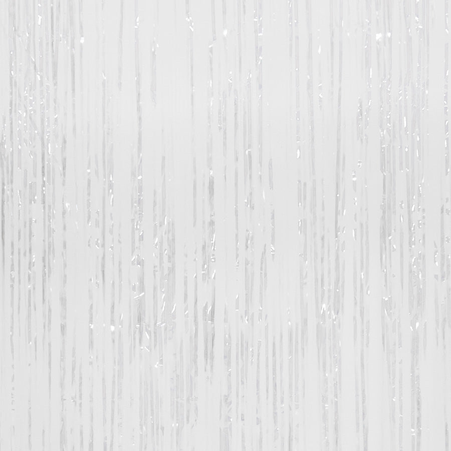 Metallic Backdrop Curtain - White - Events and Crafts-Celebra