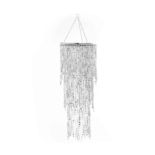 Three Layer Crystal Beaded Chandelier - Silver
