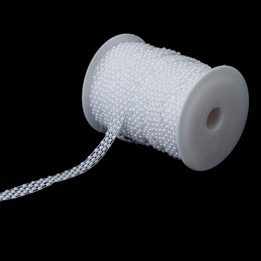 Pearl Ribbon Trim - White
