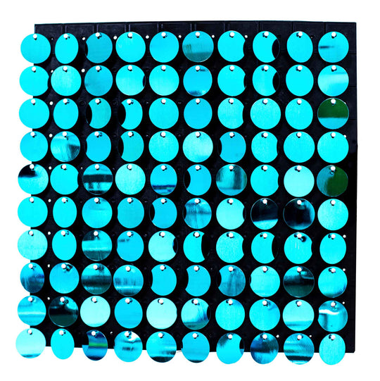Round Spangle Sequin Wall Panels with Black Backing-Turquoise
