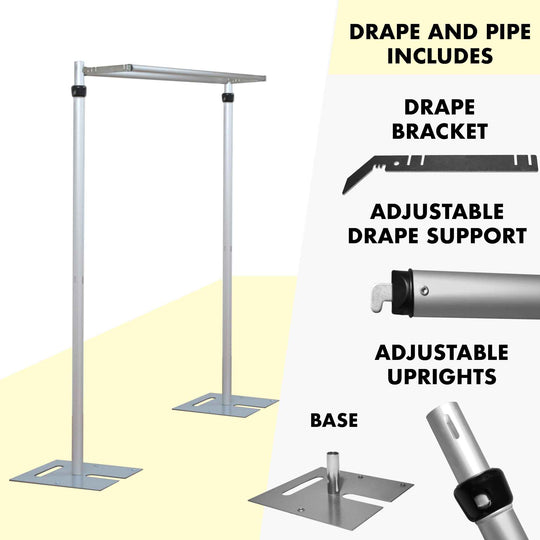 PortoWall Double Pipe and Adjustable Drape Kit 10ft