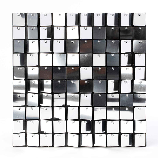 Square Sequin Backdrop Panels with Black Backing-Silver