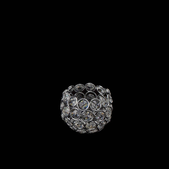 Crystal Sphere Candle Holder 3.5" - Silver