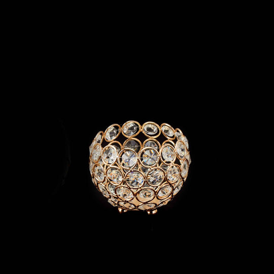 Crystal Sphere Candle Holder 4" - Gold