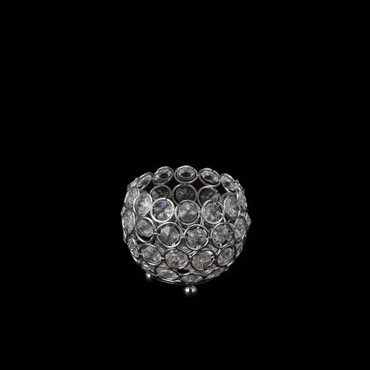 Crystal Sphere Candle Holder 4" - Silver