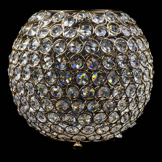 Crystal Globe Candle Holder-Gold