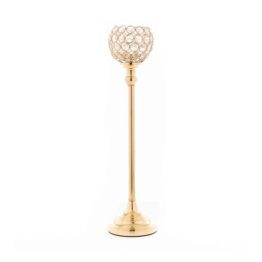 Crystal Ball Candle Holder 19" - Gold