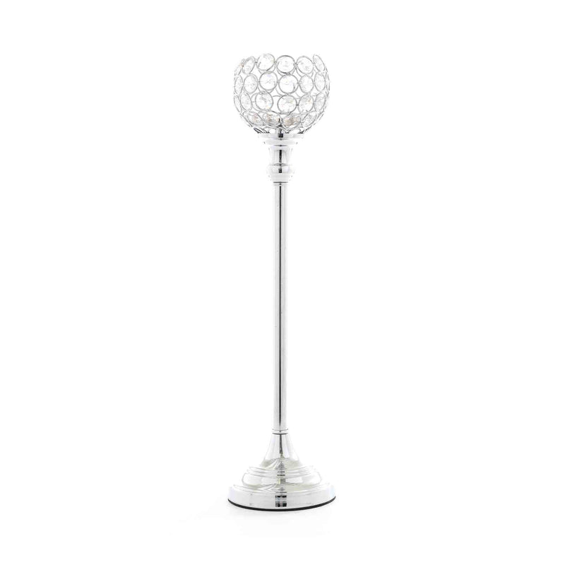 Crystal Ball Candle Holder - in Silver