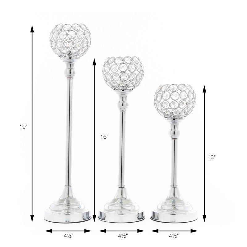 Crystal Ball Candle Holder Set - Measurements