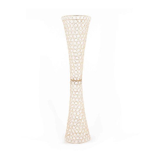 Crystal Beaded Hurricane Centerpiece - Gold