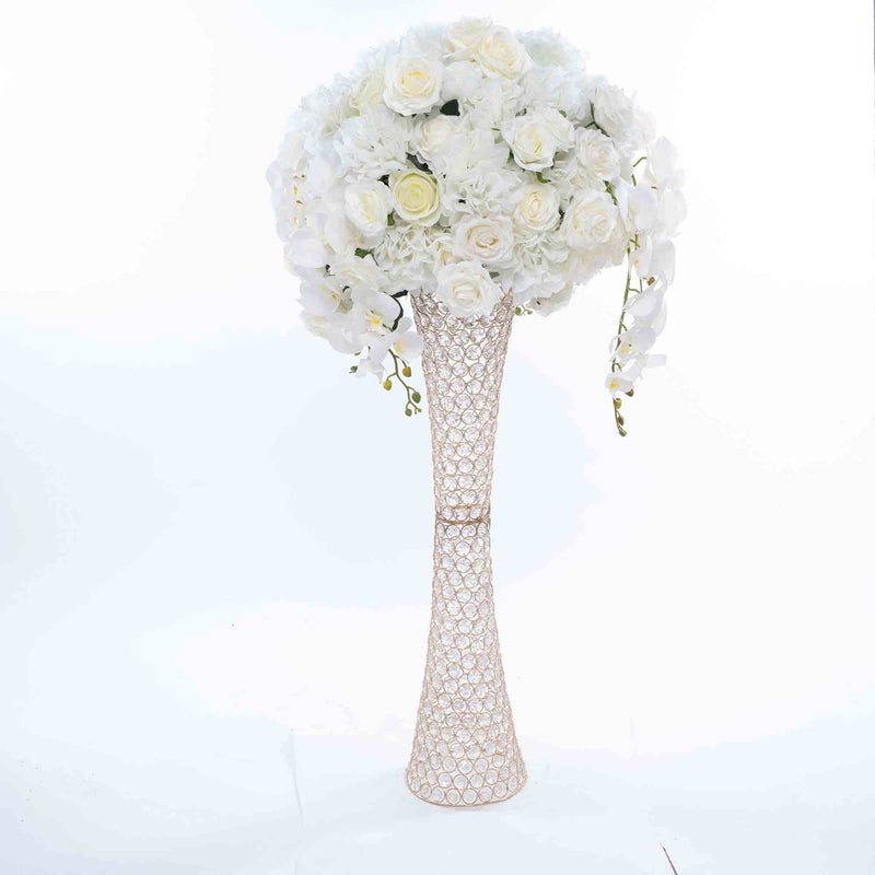 Crystal Centerpiece - Gold with White Roses