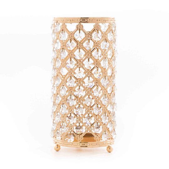 Vintage Crystal Candle Holder Centerpiece 9.5" - Gold