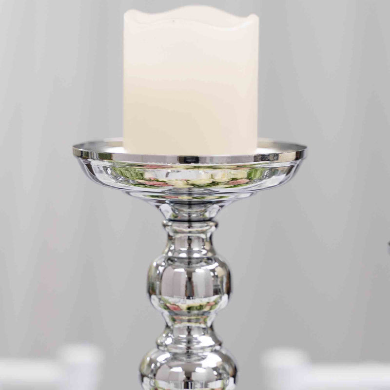 Fleur Centerpiece - Silver Closeup with Candle