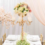 Floral Candelabra - Gold with Flowers and Candles