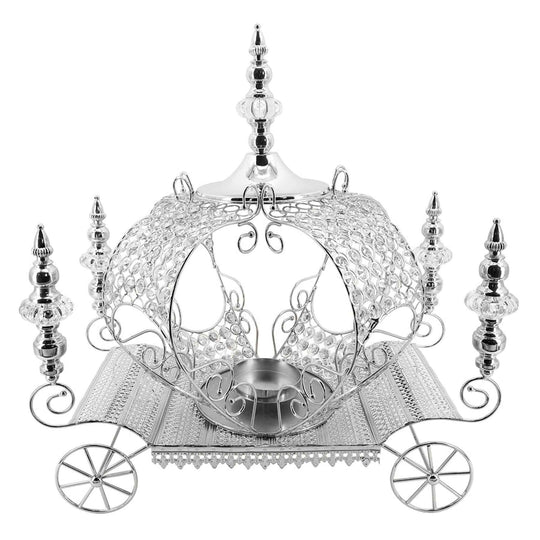 Crystal Beaded Pumpkin Carriage Centerpiece - Silver