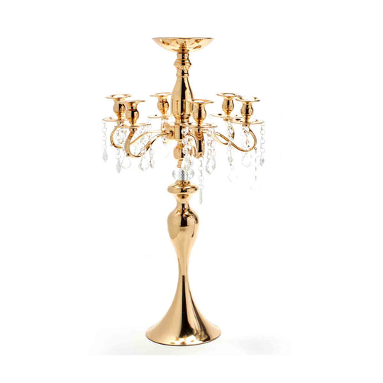 Candelabra 6 Arm Pillar Candle Holder - Gold
