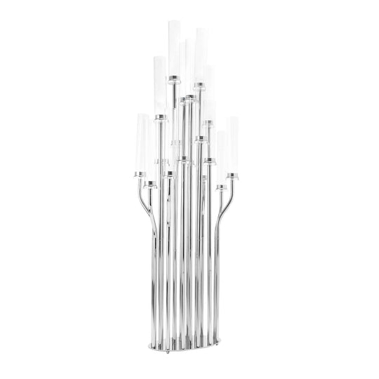 Grand Candelabra 18 Arms with Cylinder Shades 62.5" - Silver