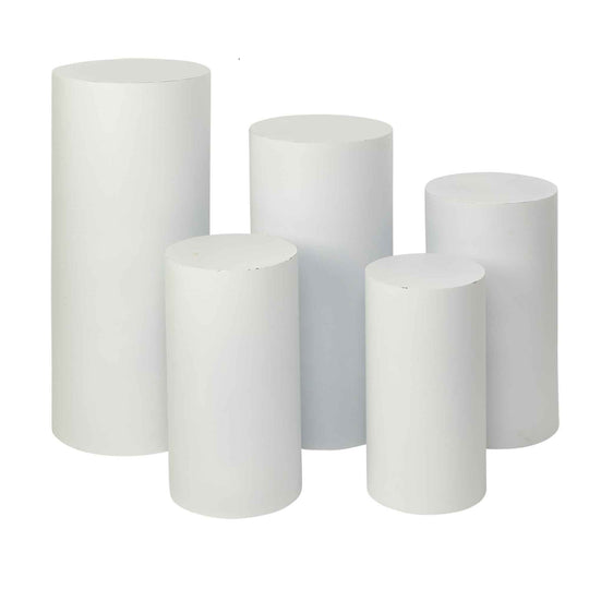 Metal Cylinder Pedestals Display 5pc/set - White