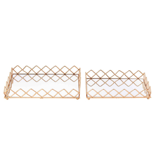 Gold Modern Decorative Tray Set - Rectangle