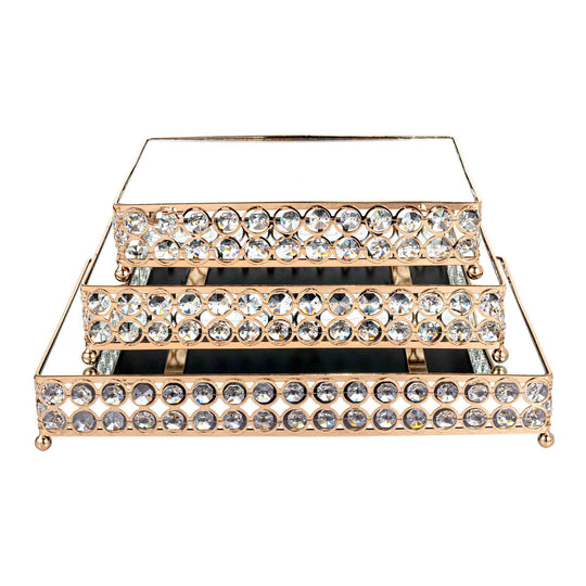 Rectangular Mirrored Cake Stand 3 Piece Set