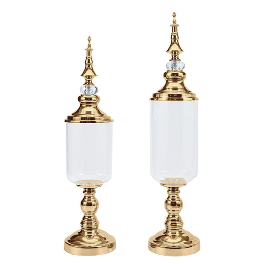 Glass Olive Candy Jars 2 Piece Set - Gold