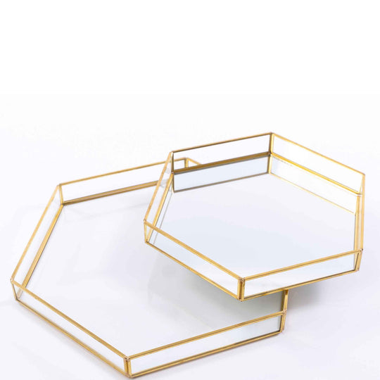 Gemma Hexagon Tray Set-Gold