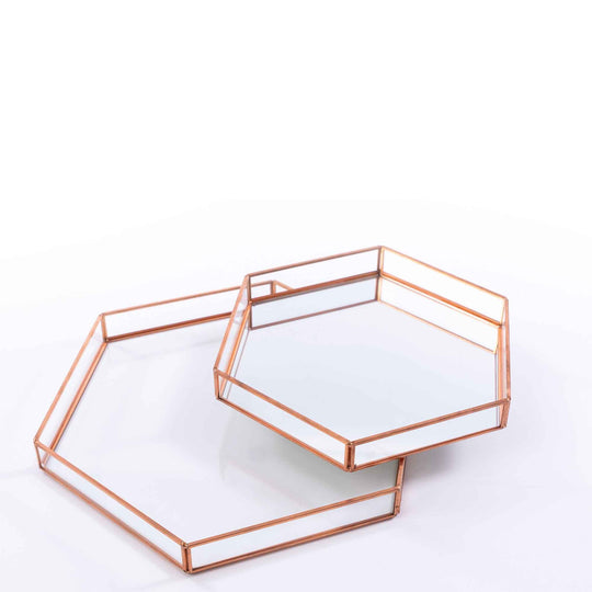 Gemma Hexagon Tray Set-Rose Gold