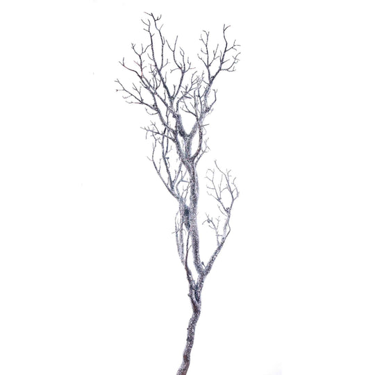 Faux Glitter Manzanita Branch - Silver