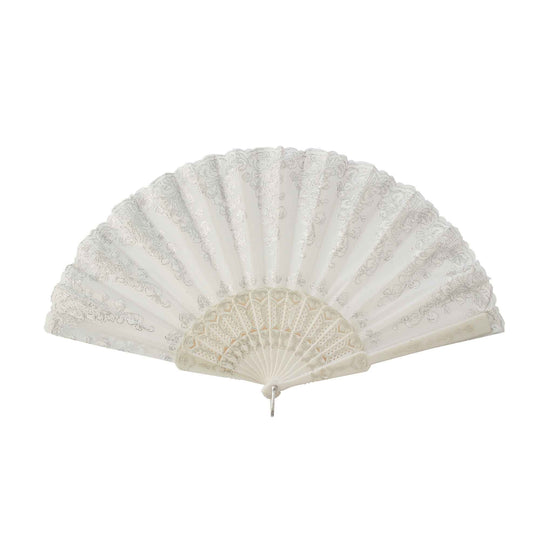 Fabric Hand Fan - Silver