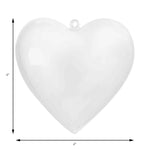 Plastic Fillable Heart Ornament - Measurements 