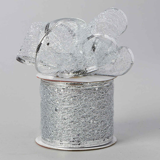 Wired Metallic Weave Ribbon - Silver