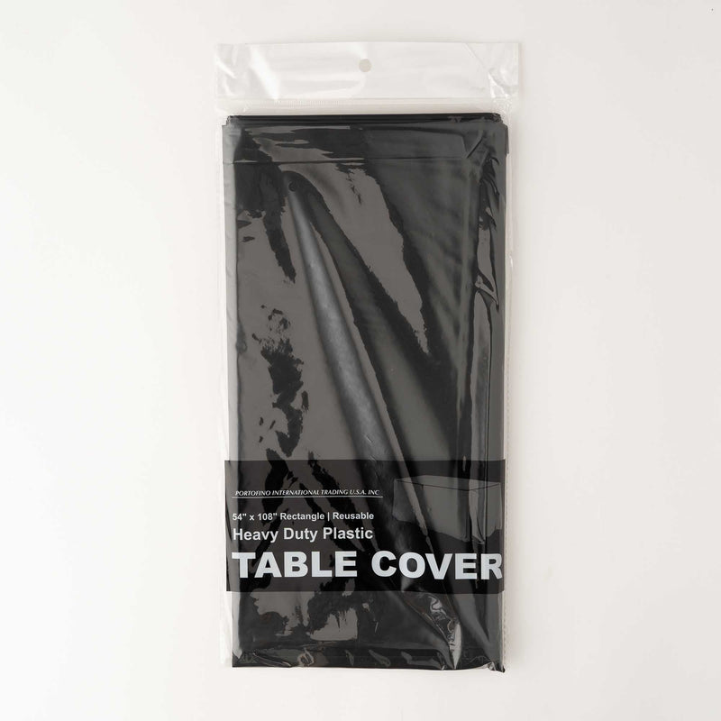 Plastic Table Cover - Rectangle 54 inch - Black in package