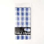 Plastic Table Cover - Rectangle 54 inch Blue Gingham in package