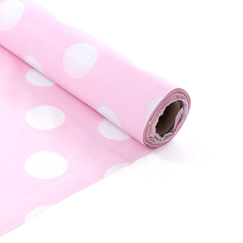 Table Cover Roll 40" Wide - Pink Polka Dot Unrolled